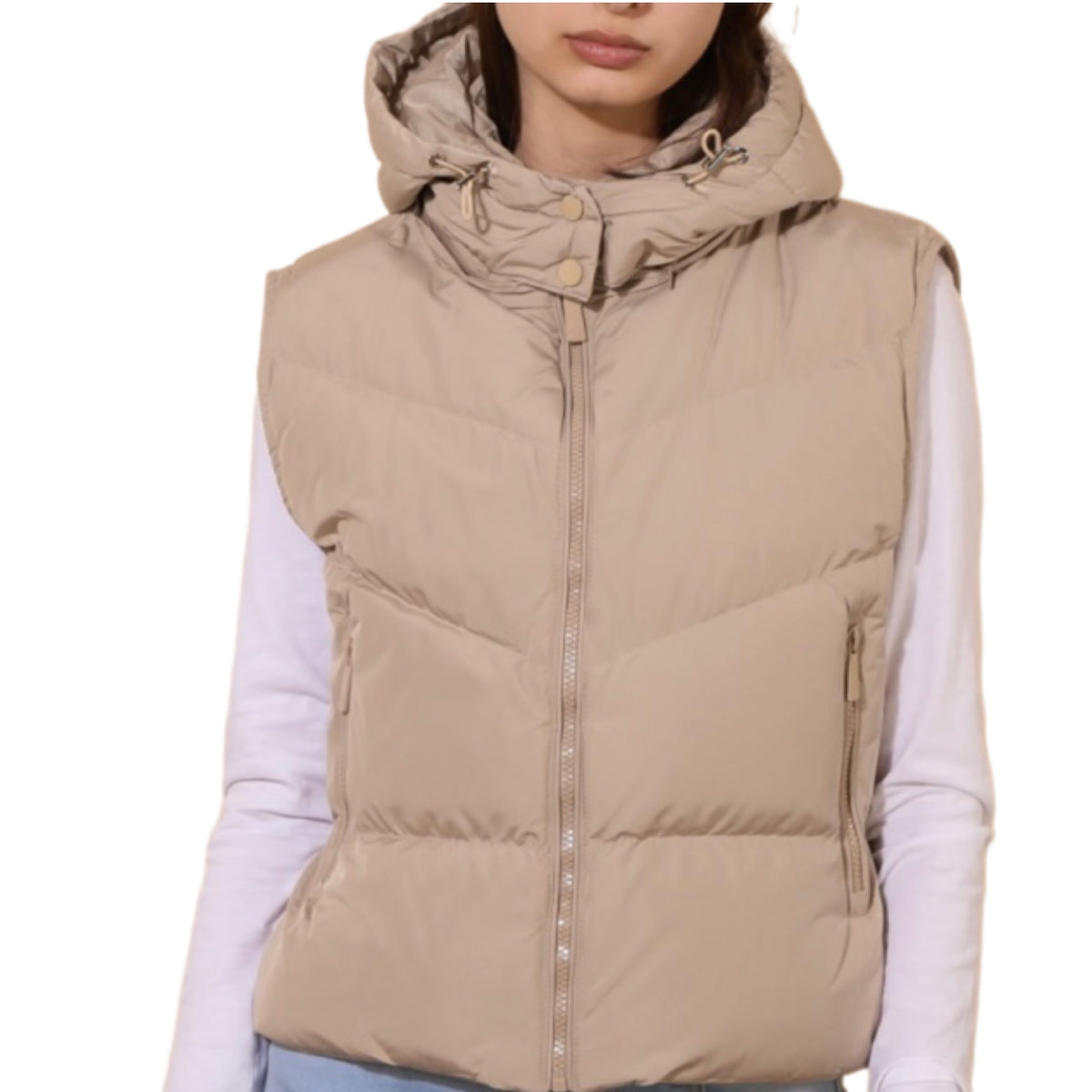 Padel Puffer Gilet (Women's, Beige matte)