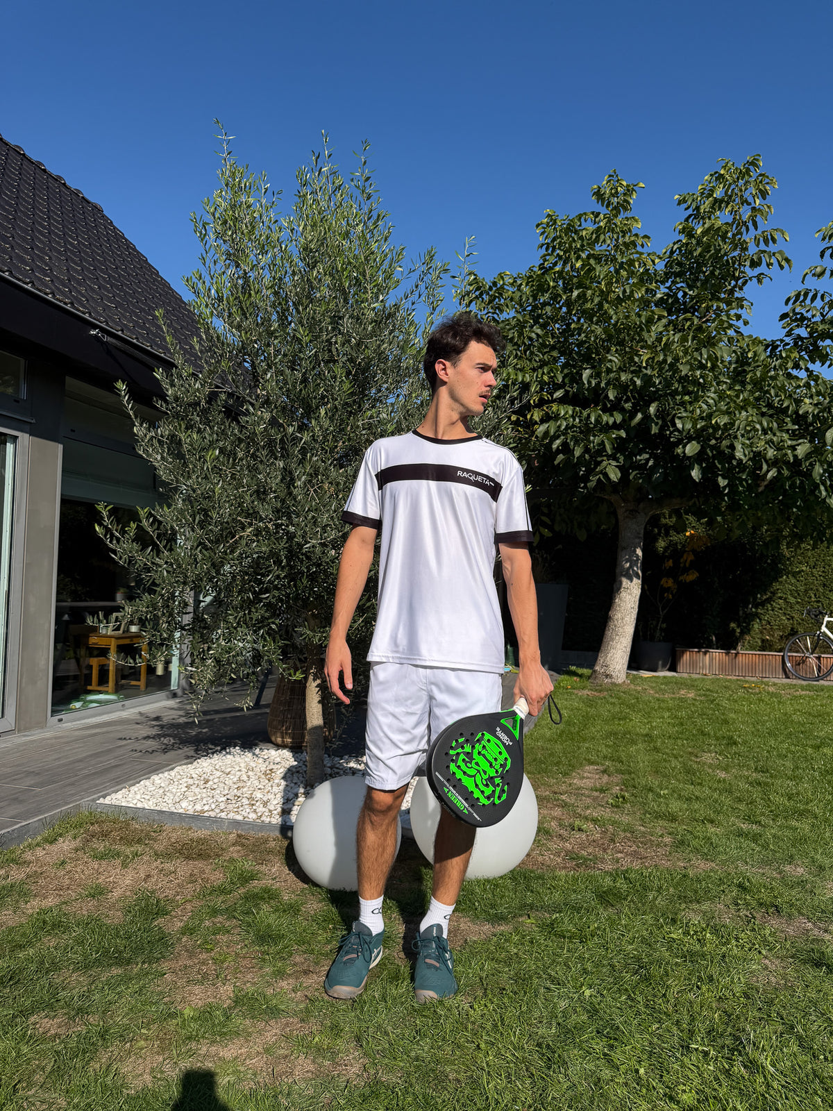 Advanced Padel T-shirt (white + black racket, men's)