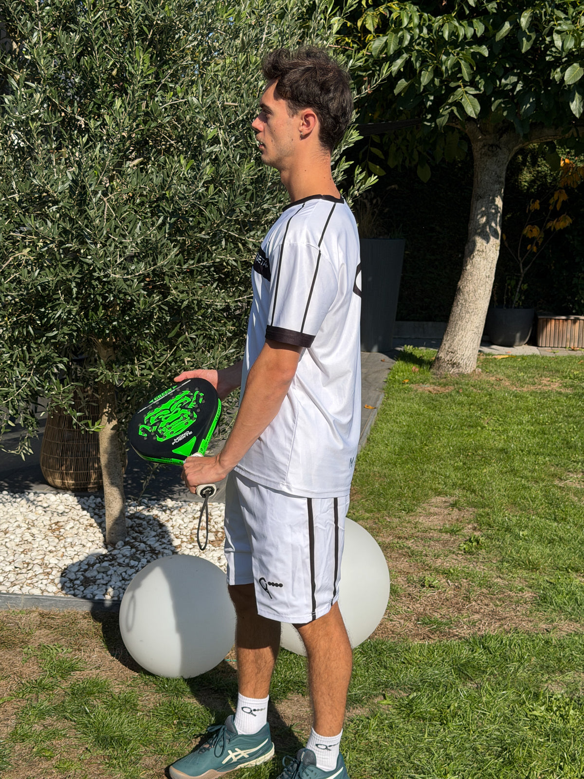Advanced Padel T-shirt (white + black racket, men's)