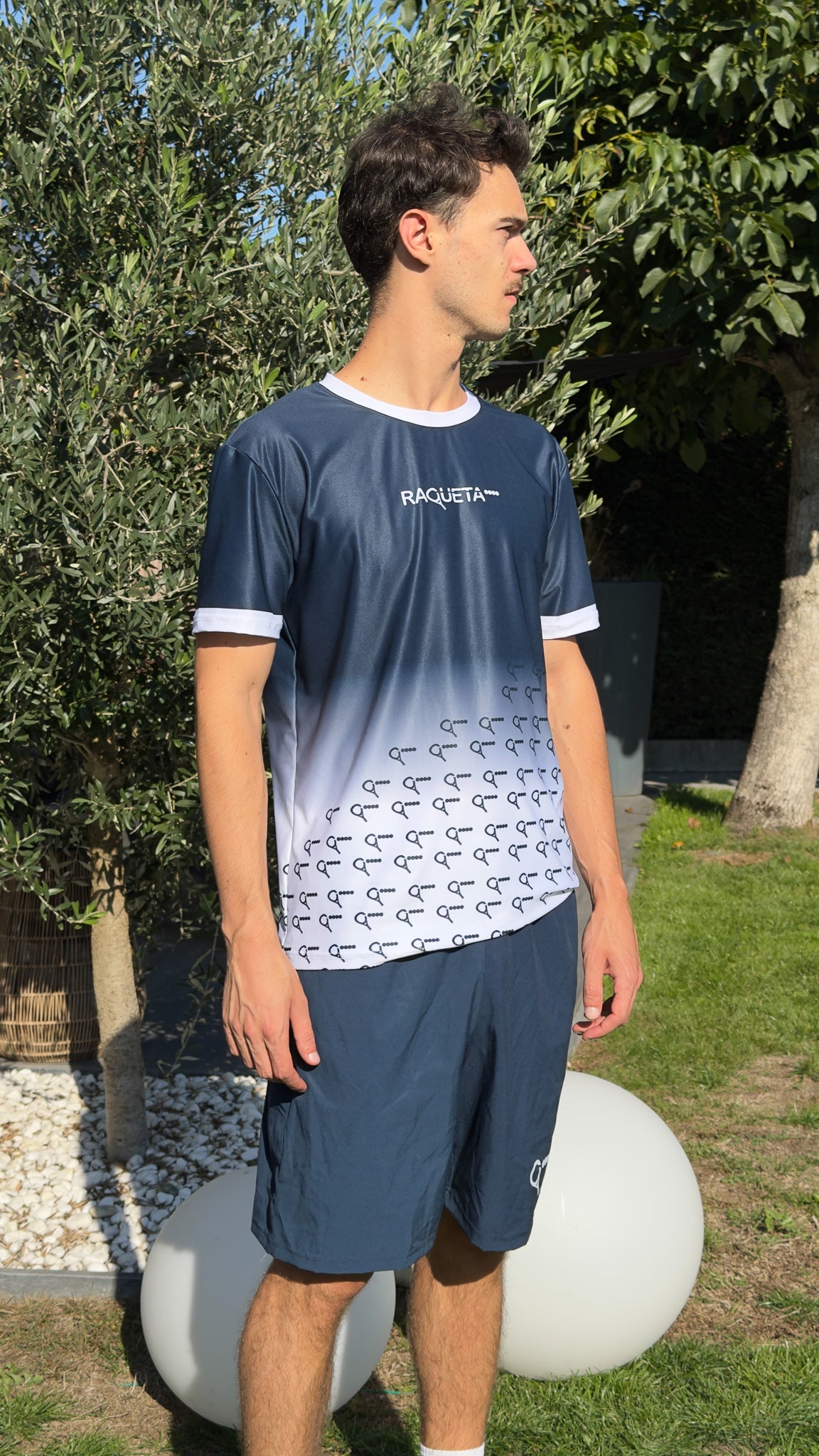 Victor padel T-shirt (white/navy, men's)