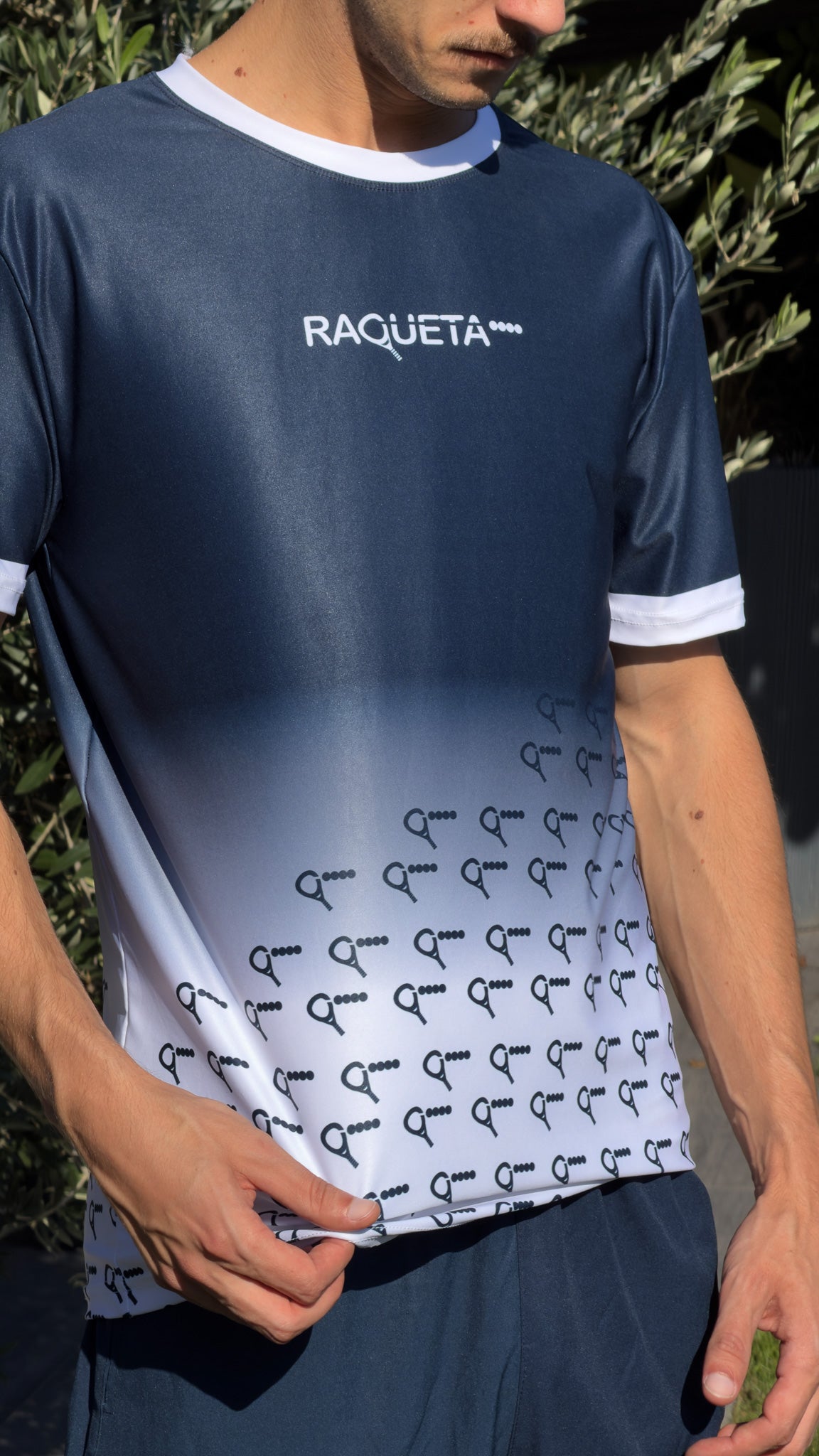 Victor padel T-shirt (white/navy, men's)