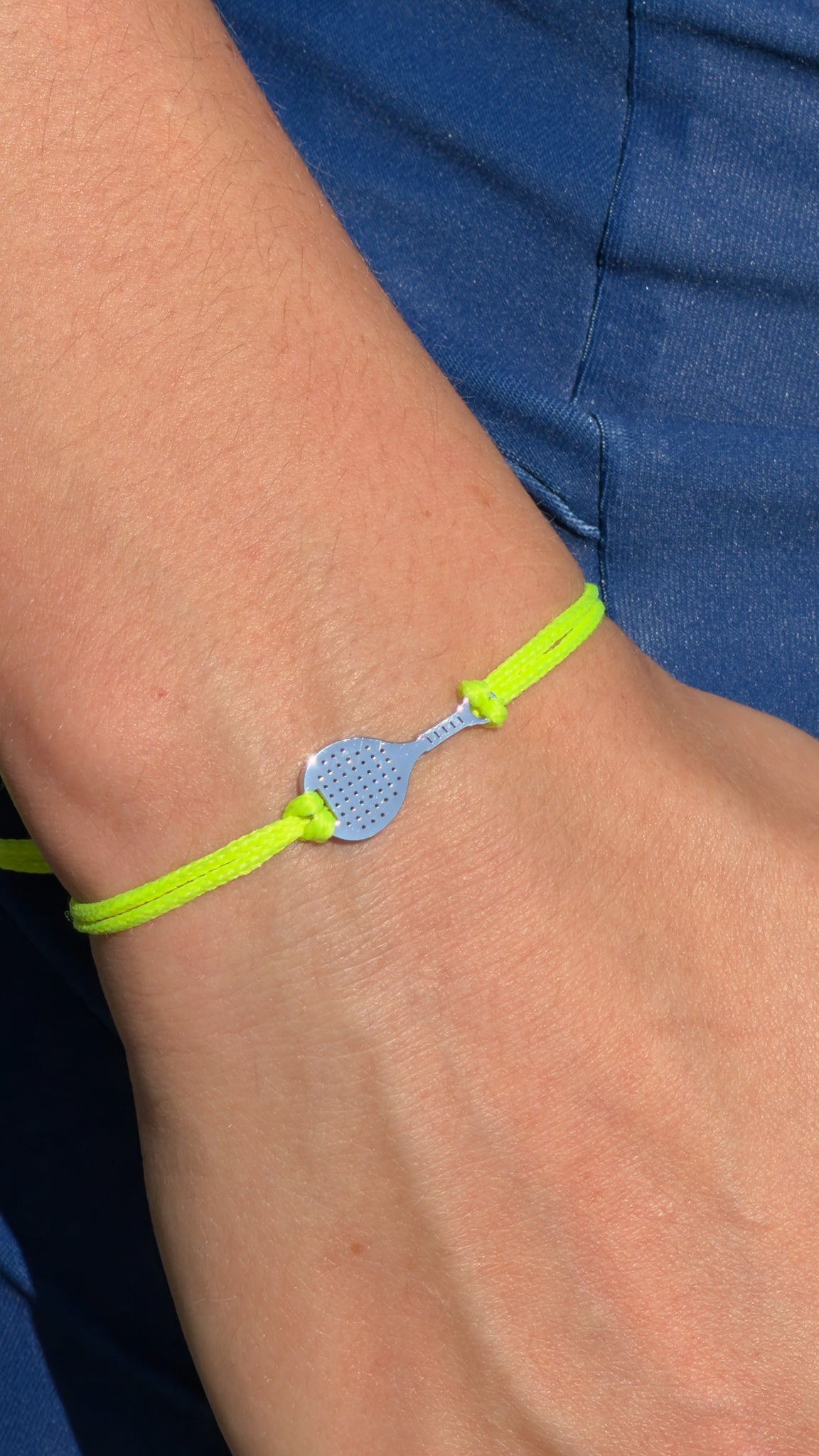 Padel Bracelet (Stainless Silver Color, Fluo Green)