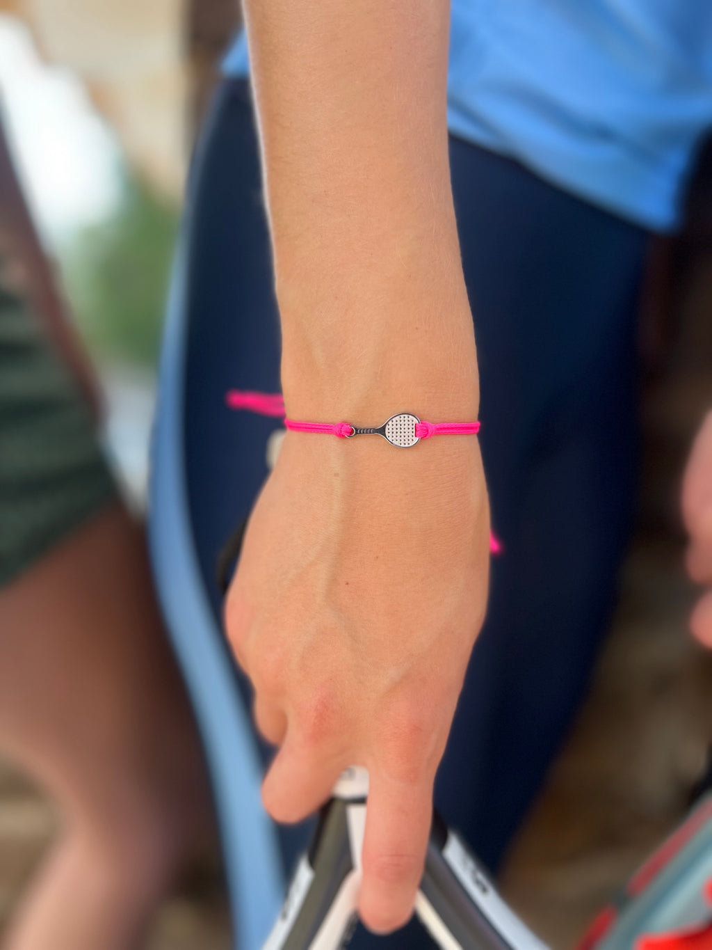 Padel Bracelet (Stainless Silver Color, Fluo Pink)