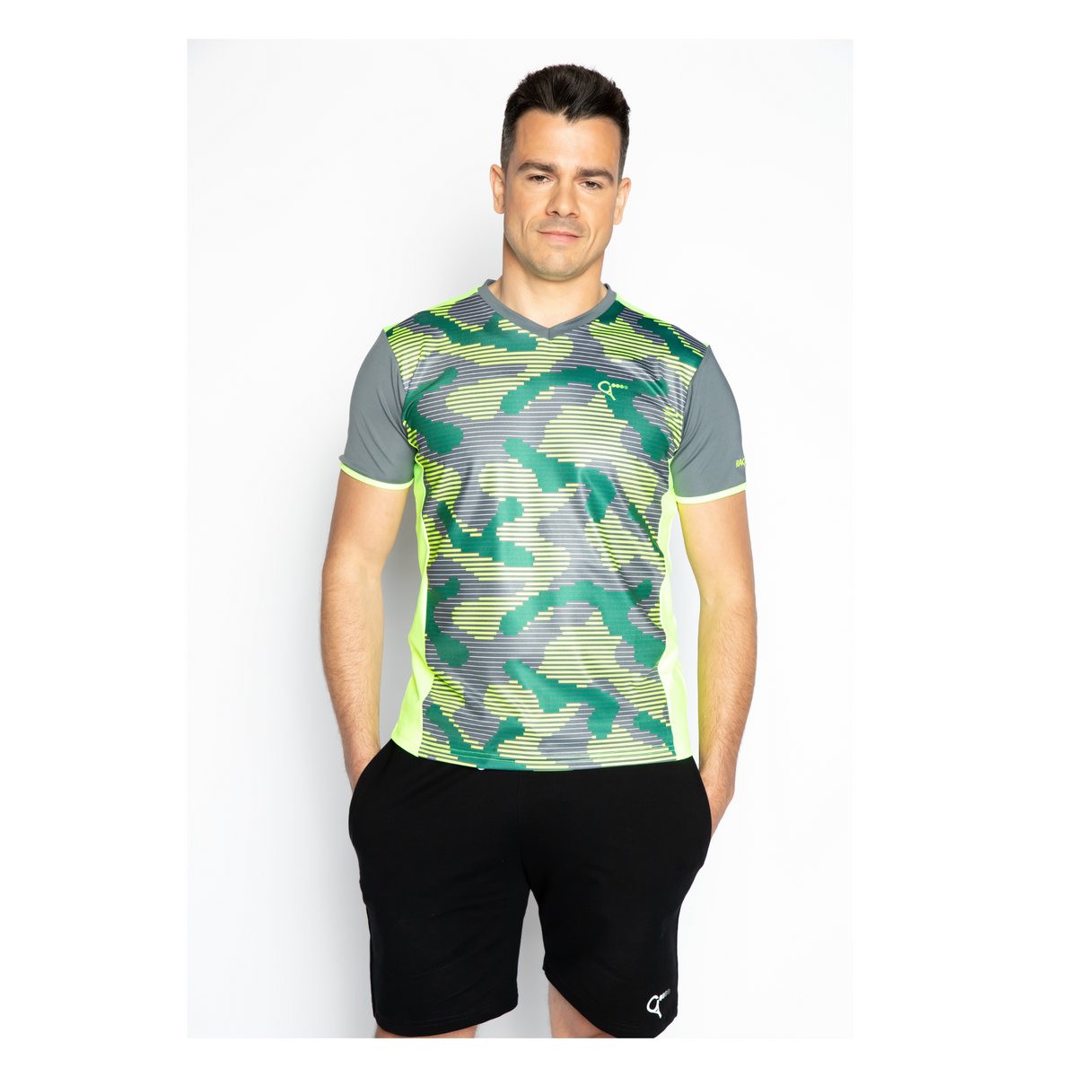 Jack padel T-shirt (camouflage, neon, men's)
