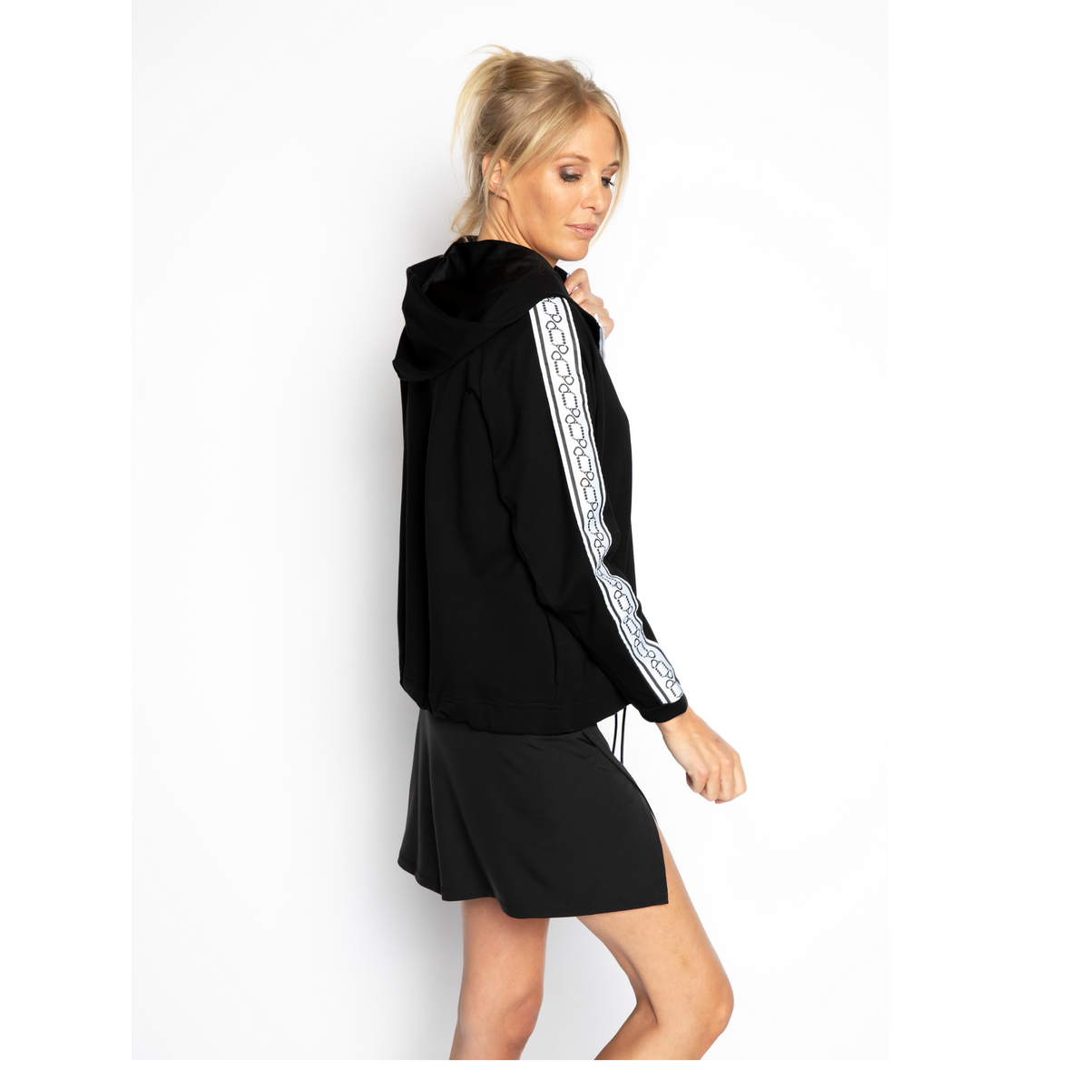 padel sweater with zipper Noor (black/white, women's)