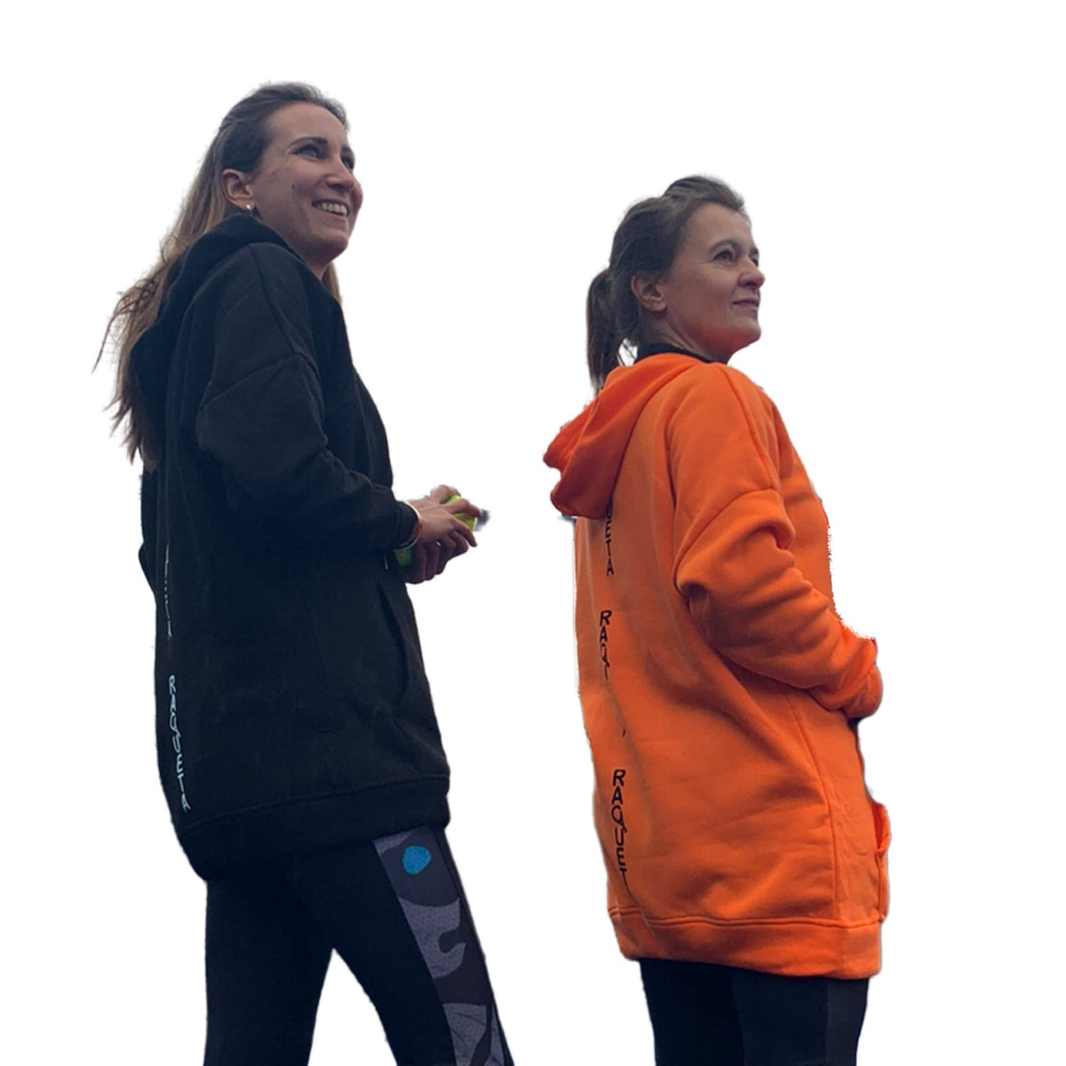 Padel long hoodie (Women's, orange, black)