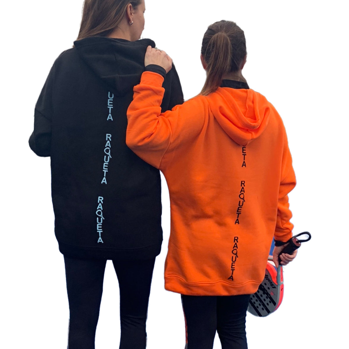 Padel long hoodie (Women's, orange, black)